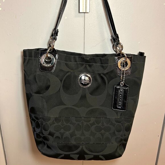 COACH BLACK "C" ALLOVER LOGO SHOULDER BAG MODEL- D1249-20884M - Picture 1 of 10